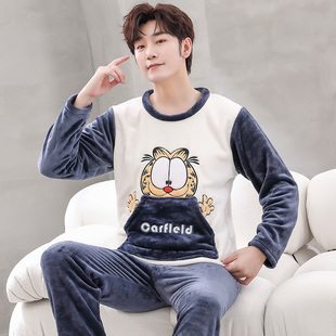 冬季学生大童睡衣男2025年新款珊瑚绒厚男款青少年初中生男童冬天