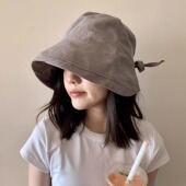 雅致款 显脸小系带蝴蝶结文艺气质盆帽 日系亚麻遮阳渔夫帽女春夏季
