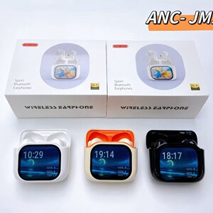 跨境英文版JM19蓝牙耳机LCD彩屏ANC降噪耳机ENC低功耗5.4运动无线