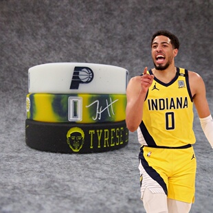 篮球球星步行者队0号哈利伯顿头像加宽款运动手环硅胶腕带球迷饰