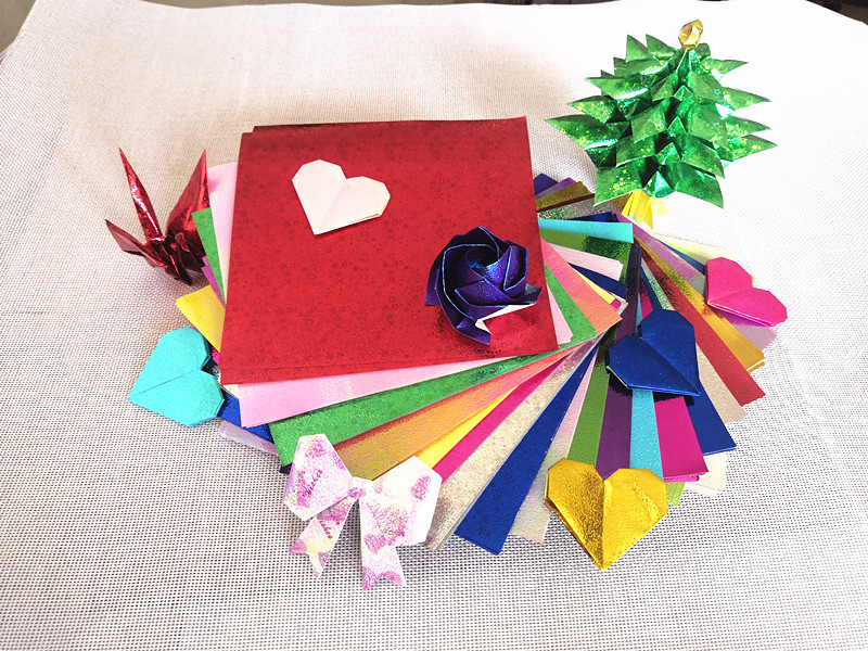 15厘米彩虹纸炫彩珠光防水纸折花球千纸鹤纸diy折纸玫瑰情人节