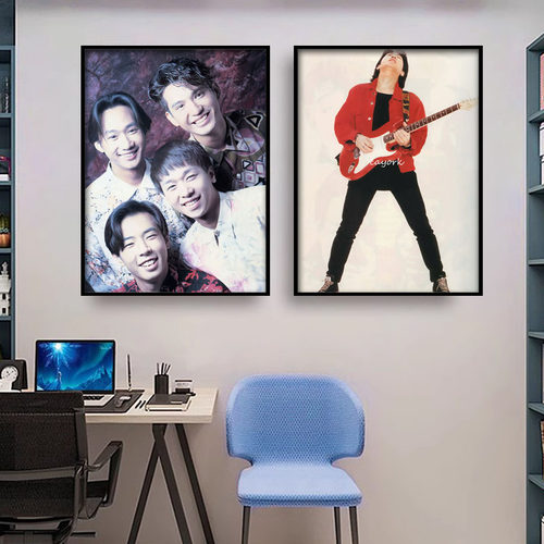 黄家驹挂画香港明星酒吧装饰画音乐室复古怀旧Beyond乐队卧室壁画