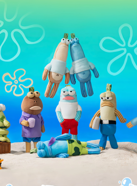 POPMART泡泡玛特共鸣GONG海绵宝宝比奇堡居民路人鱼毛绒盲盒挂件