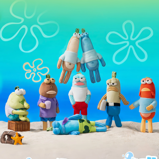 POPMART泡泡玛特共鸣GONG海绵宝宝比奇堡居民路人鱼毛绒盲盒挂件