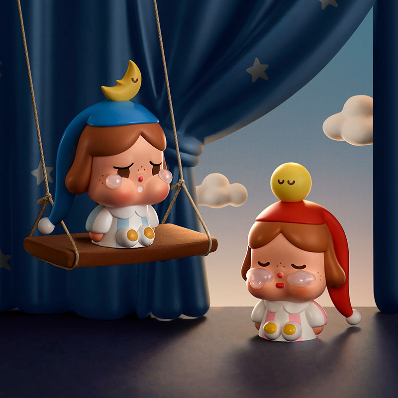 POPMART泡泡玛特CRYBABY哭娃出走的月亮坐坐系列手办盲盒摆件礼物