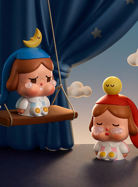 POPMART泡泡玛特CRYBABY哭娃出走的月亮坐坐系列手办盲盒摆件礼物