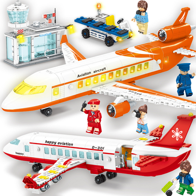 大型飞机模型拼装积木机场玩具