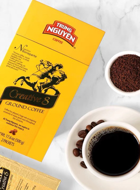 越南进口G7中原8号纯咖啡礼盒装500克精品研磨浓厚调配滴漏壶配用