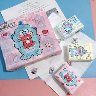 12包印花手帕纸小丑鱼印花纸便携小包面巾纸对半撕卫生纸餐巾纸