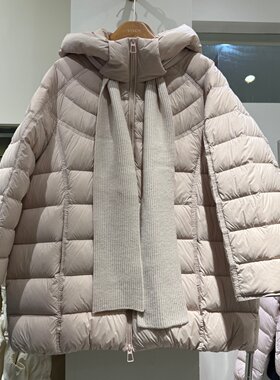 90鸭绒连帽加厚中长款羽绒服女