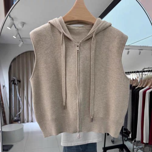 2025秋冬新款连帽坎肩毛衣背心