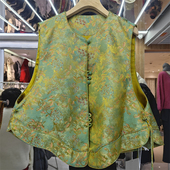 新款 复古盘扣圆领刺绣马夹背心2026春装 国风提花马甲女春季 新中式