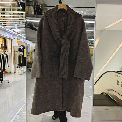 韩版宽松圆领毛呢外套