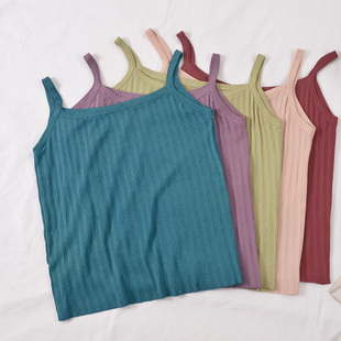 针织打底衫 外穿无袖 上衣 性感一字领冰丝内搭小吊带背心女短款 夏季