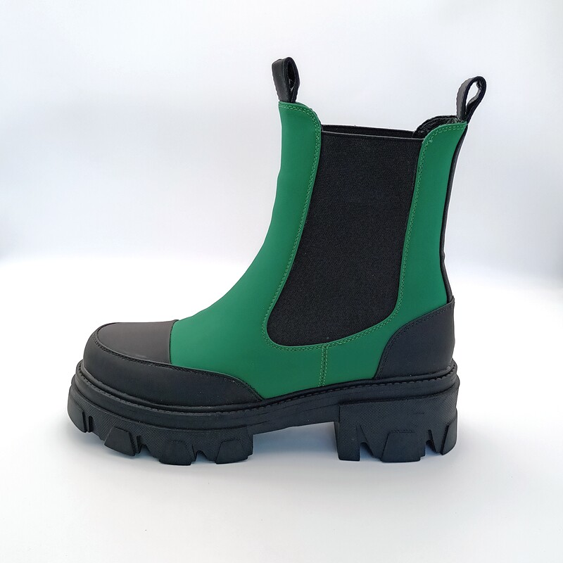 2024 SPRING AND AUTUMN EUROPEAN AND AMERICAN SHORT SINGLE BOOTS TEMPERAMENT ELASTIC BAND BIG TOE THICK BOTTOM COLOR-BLOCKED CHELSEA BOOTS PEDICURE MARTIN BOOTS