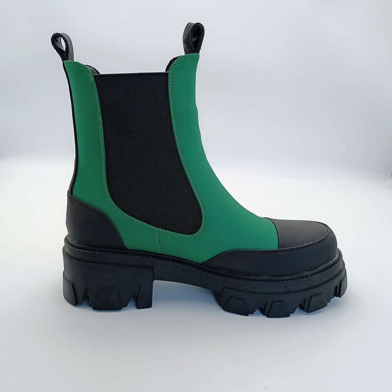 2024 SPRING AND AUTUMN EUROPEAN AND AMERICAN SHORT SINGLE BOOTS TEMPERAMENT ELASTIC BAND BIG TOE THICK BOTTOM COLOR-BLOCKED CHELSEA BOOTS PEDICURE MARTIN BOOTS