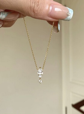 欧美复古一滴泪水马眼项链超闪钻锆石轻奢高端小众级感百搭锁骨颈