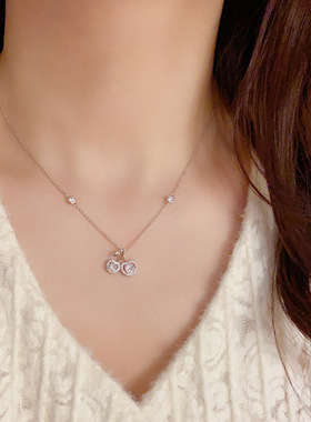 欧美镶钻锆石樱桃项链轻奢高端小众级设计感个性百搭气质锁骨颈链