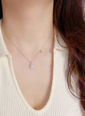 欧美镶满钻锆石星星超闪项链轻奢高端小众级设计感精致气质锁骨颈