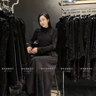 立领泡泡袖国潮宫廷风衬衫女2025新款秋冬欧洲站显瘦新中式上衣潮