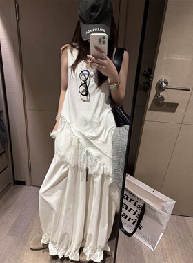 拼蕾丝花边无袖背心女2025新款潮