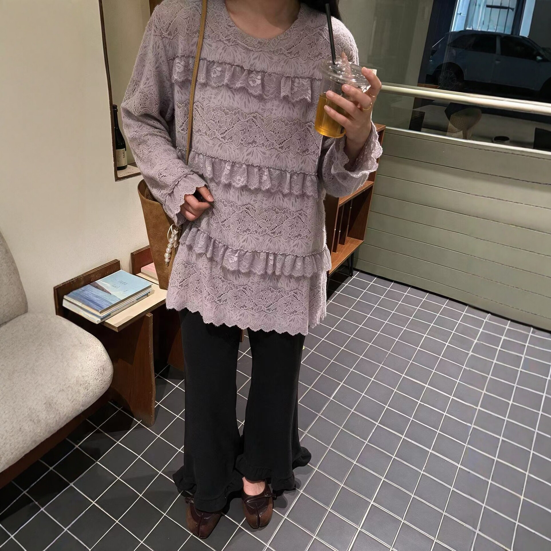 蕾丝打底衫女中长款长袖t恤2026新款秋季欧洲站内搭上衣可外穿潮