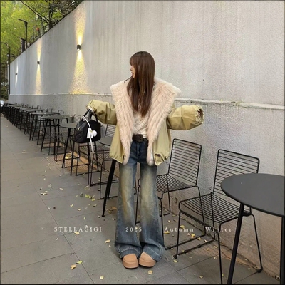 ZM加绒加厚牛仔裤女2025新款秋冬