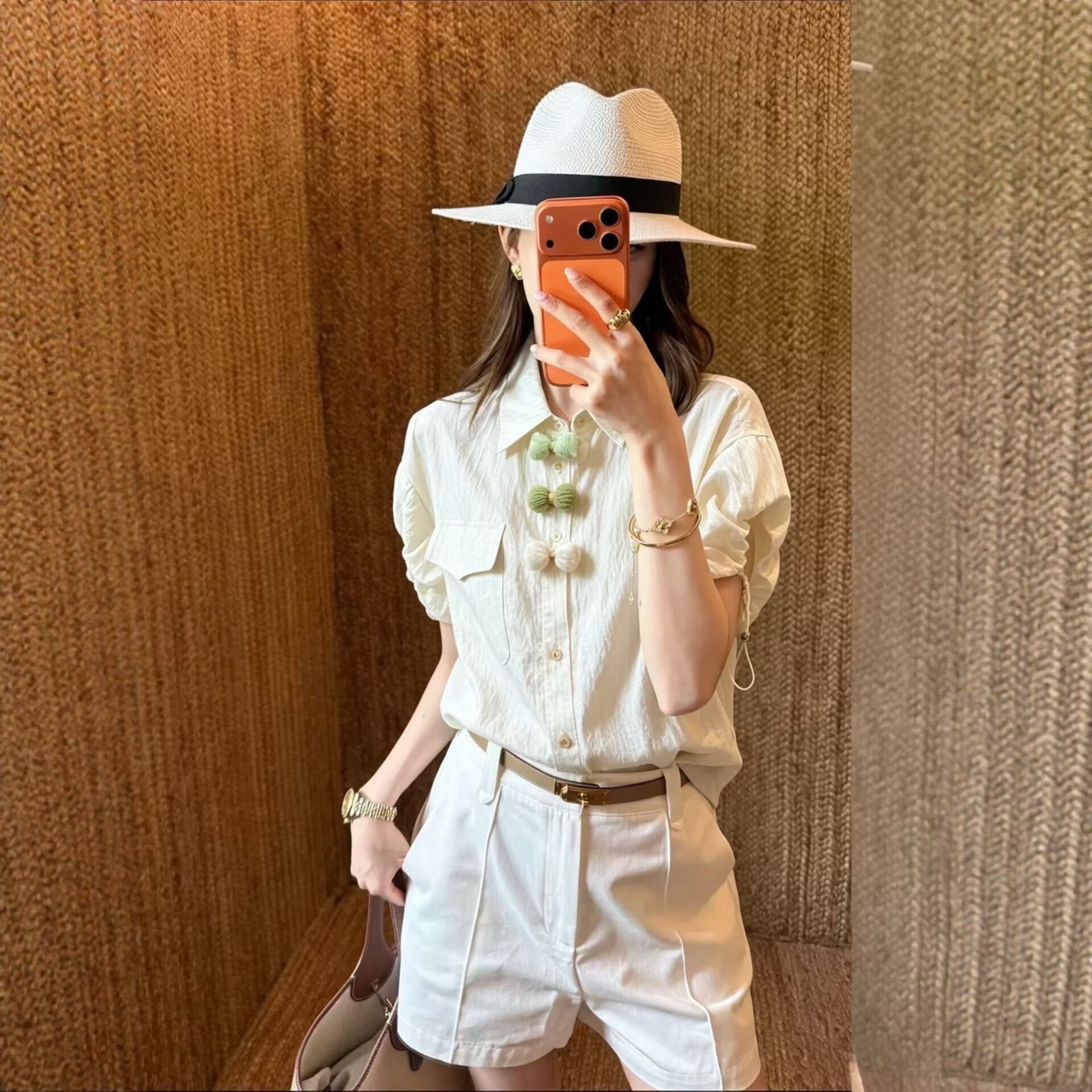 高级感抽绳南瓜袖衬衣女2026夏季