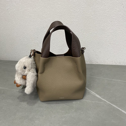 新款荔枝纹撞色水桶包可爱