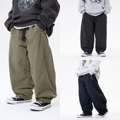 男童加绒休闲裤 2025秋冬新款 儿童宽松腰带裤 韩版 子男宝帅气长裤 潮