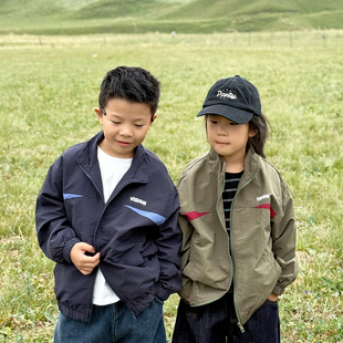 日系男童外套2026秋季儿童撞色棒球服帅气中大童立领飞行员夹克衫