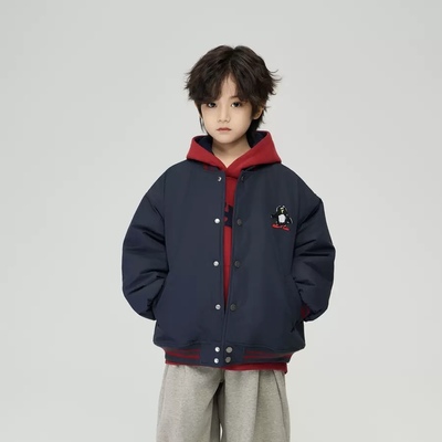 复古加厚保暖棒球服宽松棉服上衣