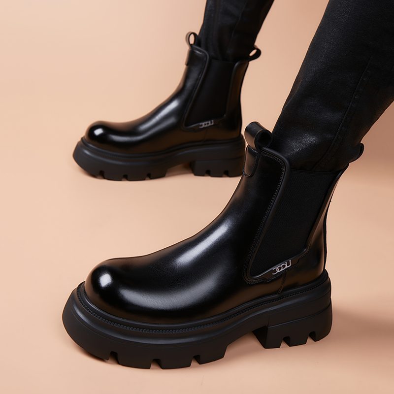 马丁靴男时尚韩版烟筒靴2024秋冬新款男士百搭英伦风厚底切尔西靴