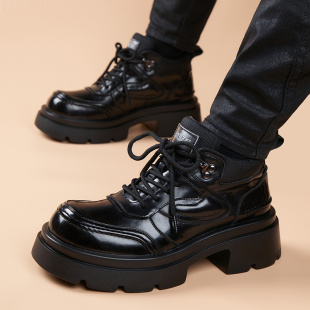 复古潮流百搭男靴子 马丁靴高帮休闲时尚 英伦风休闲皮鞋 年轻人男款