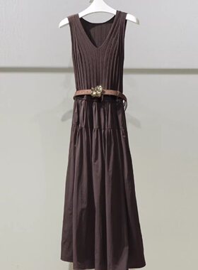 MM商场同款2026春新款时尚V领修身显瘦长洋装女吊带裙1H1190021