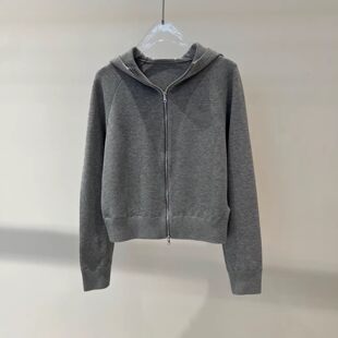 MM商场同款2026春季新款双拉链百搭宽松连帽针织开衫女上衣181157