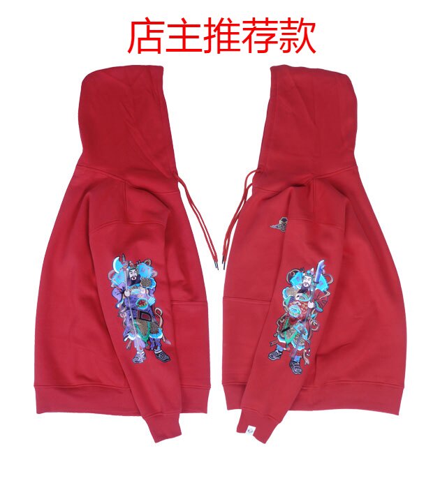 og国潮原创设计师品牌中国街头风门神004零零肆毛圈加绒有帽卫衣