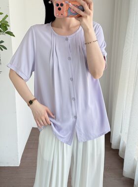 夏季棉绸薄款宽松显瘦短袖衬衫