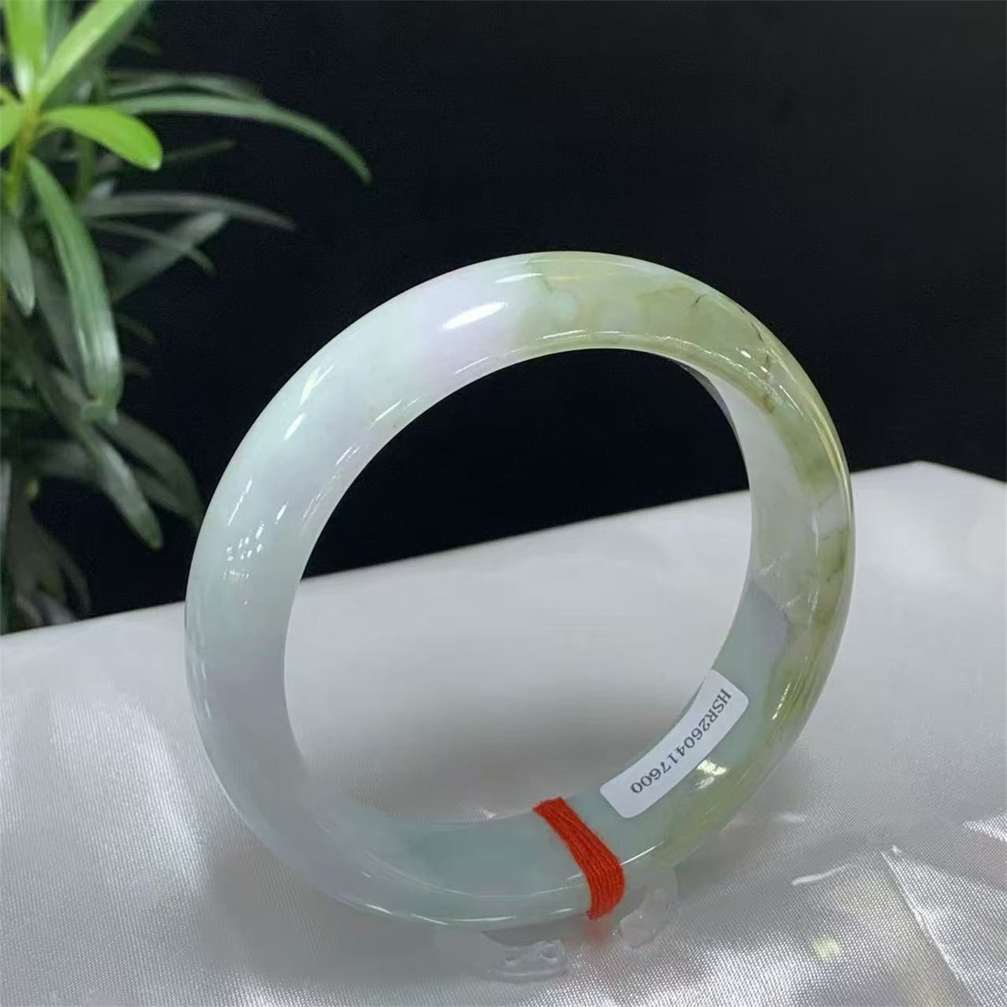 59圈口天然翡翠半山半水春彩手镯 A货有证书