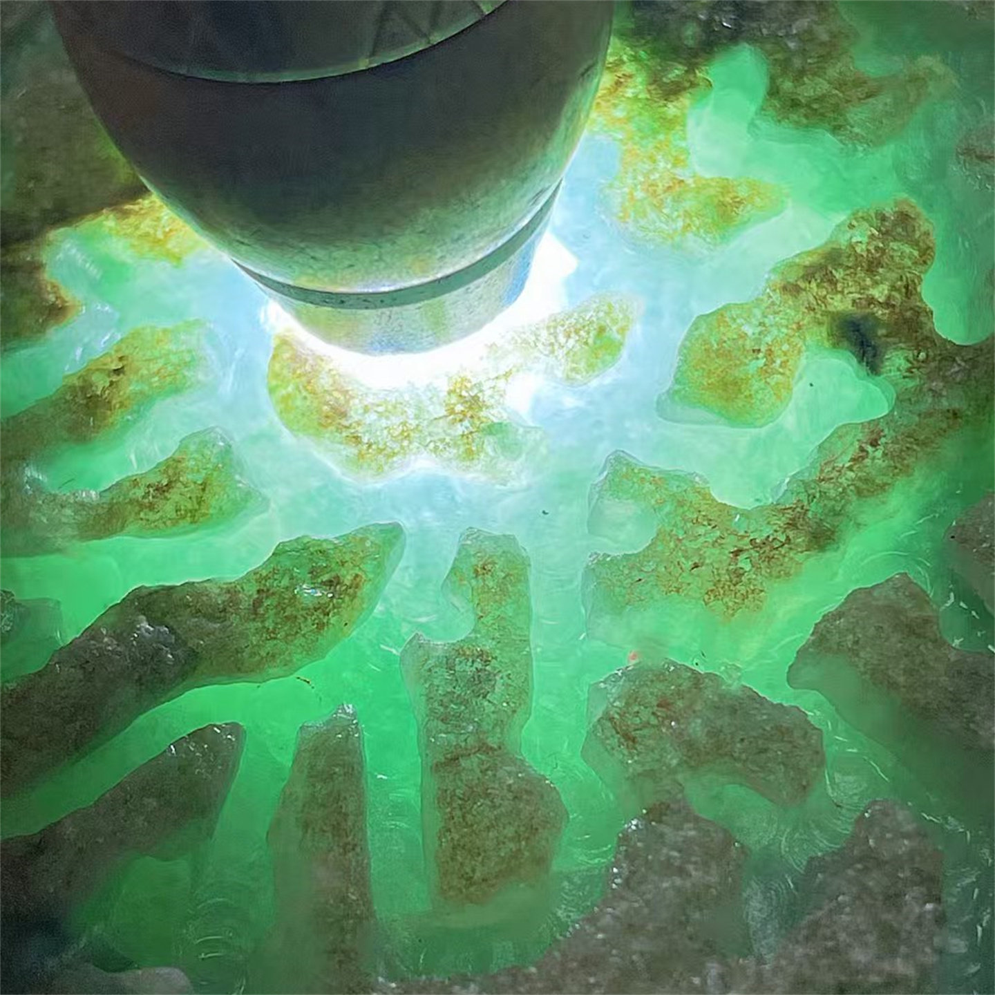 W24577 缅甸天然翡翠原石老坑后江场口开窗手镯料重2.4公斤