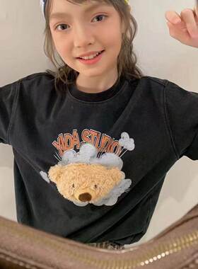 女童春夏韩版卡通小熊短袖T恤