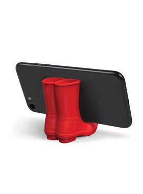 雨靴手机支架可做笔筒和牙刷座硅胶红色雨鞋懒人手机座学生桌面