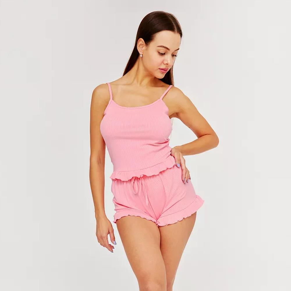 Pajamas womens casual sexy two-piece and shorts ruffled