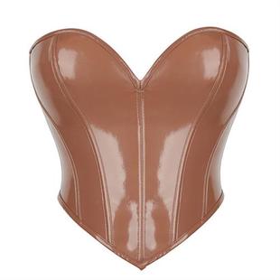 back corset leather boned women fish lacing bustier