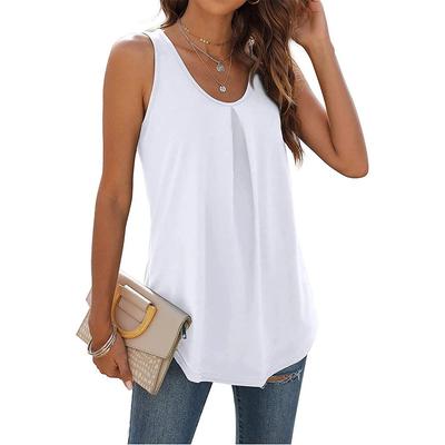 Solid color discounted round neck swallowtail vest T-shirt