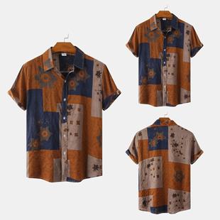 sleeved men Mens short mens clothing youth floral shirt