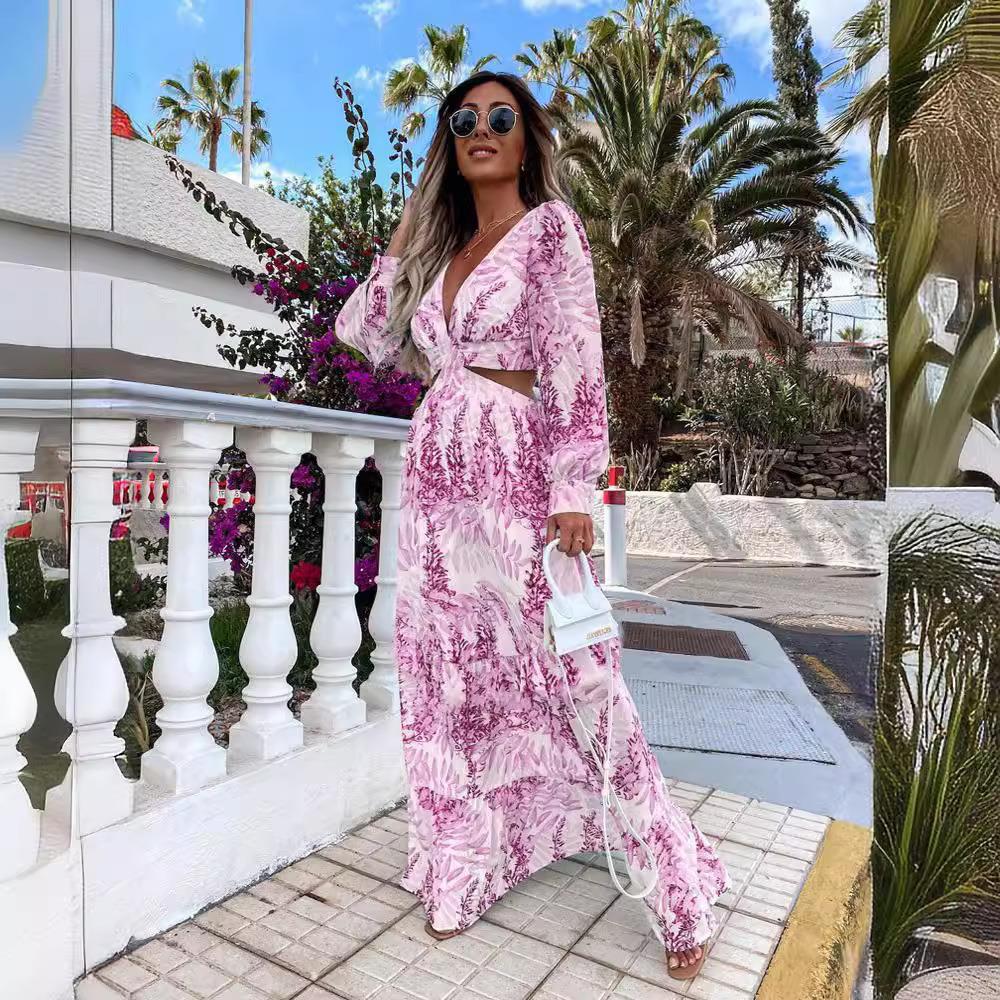 temperament womens long long-sleeved V-neck Fashionable