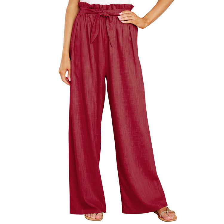 Large cotton lace-up linen for women color and casual solid