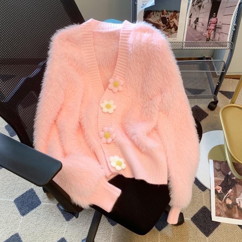 for sweater women cardigan flower imitation tops fleece