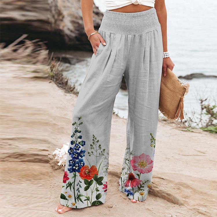 pocket four-way stretch waisted wide pants high Womens